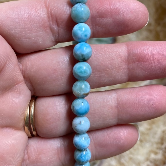 LARIMAR GEMSTONE Bead Bracelet, Natural Dominican Larimar stone beads! - Picture 5 of 5